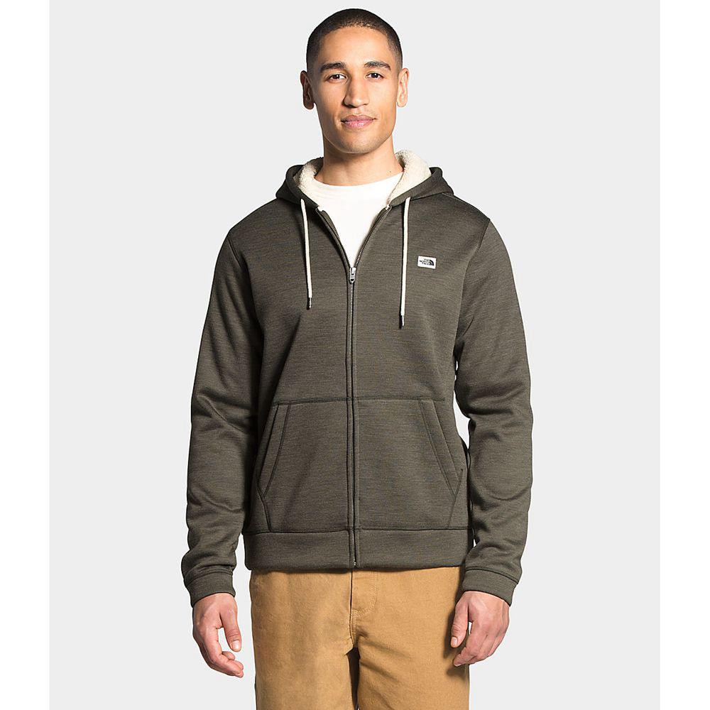 The North Face Sherpa Patrol Hoodie Ανδρικα Fleece Full Zip - Πρασινο Ασπρα (FOUV41597)